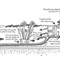 A cross-section view of a bog filtration system.