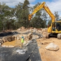 Placing a large boulder in a way that’s both structurally sound and organic in appearance is a thoroughly satisfying art. This one, in a recreational pond in Southeast Queensland, was no exception.