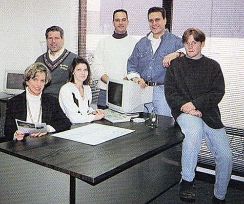 Here's the team in 1995 in our first real office. (Left to right: my mother Lauri, my father Gary, our secretary Jen, Ed Beaulieu, me and Brian Helfrich)