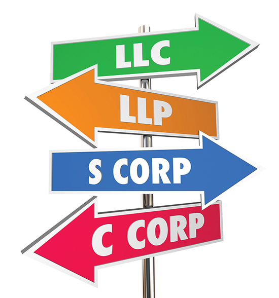 LLC LLP S C Corp New Business Signs Choices 3d Illustration