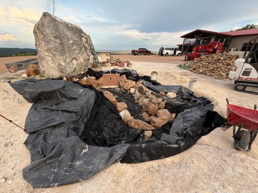 Beginning states of construction on Belize pond