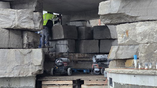 Disel heaters keep the space warm.