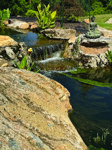 waterfall at Vaynerchuk's pond